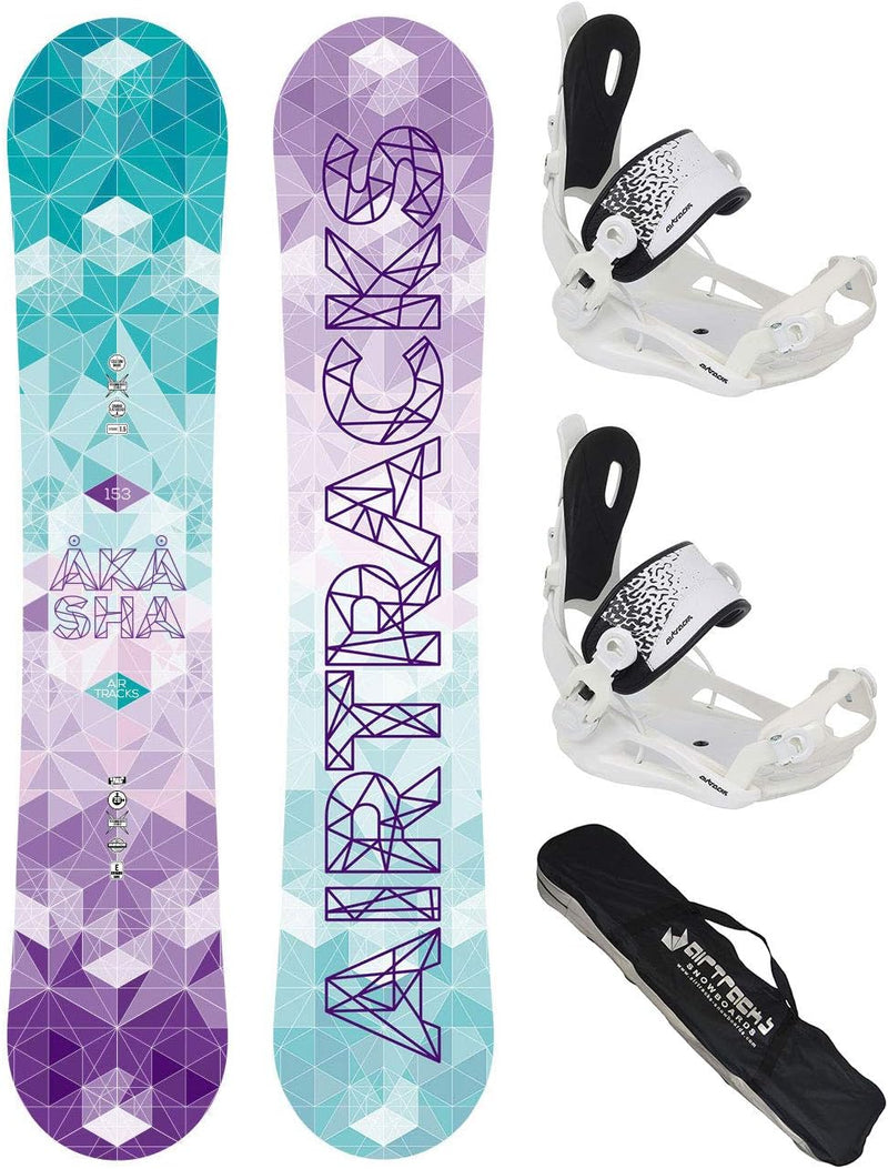 Airtracks Damen Snowboard Set – Akasha Lady Snowboard + Snowboardbindung Master W FASTEC ™ + Snowboa