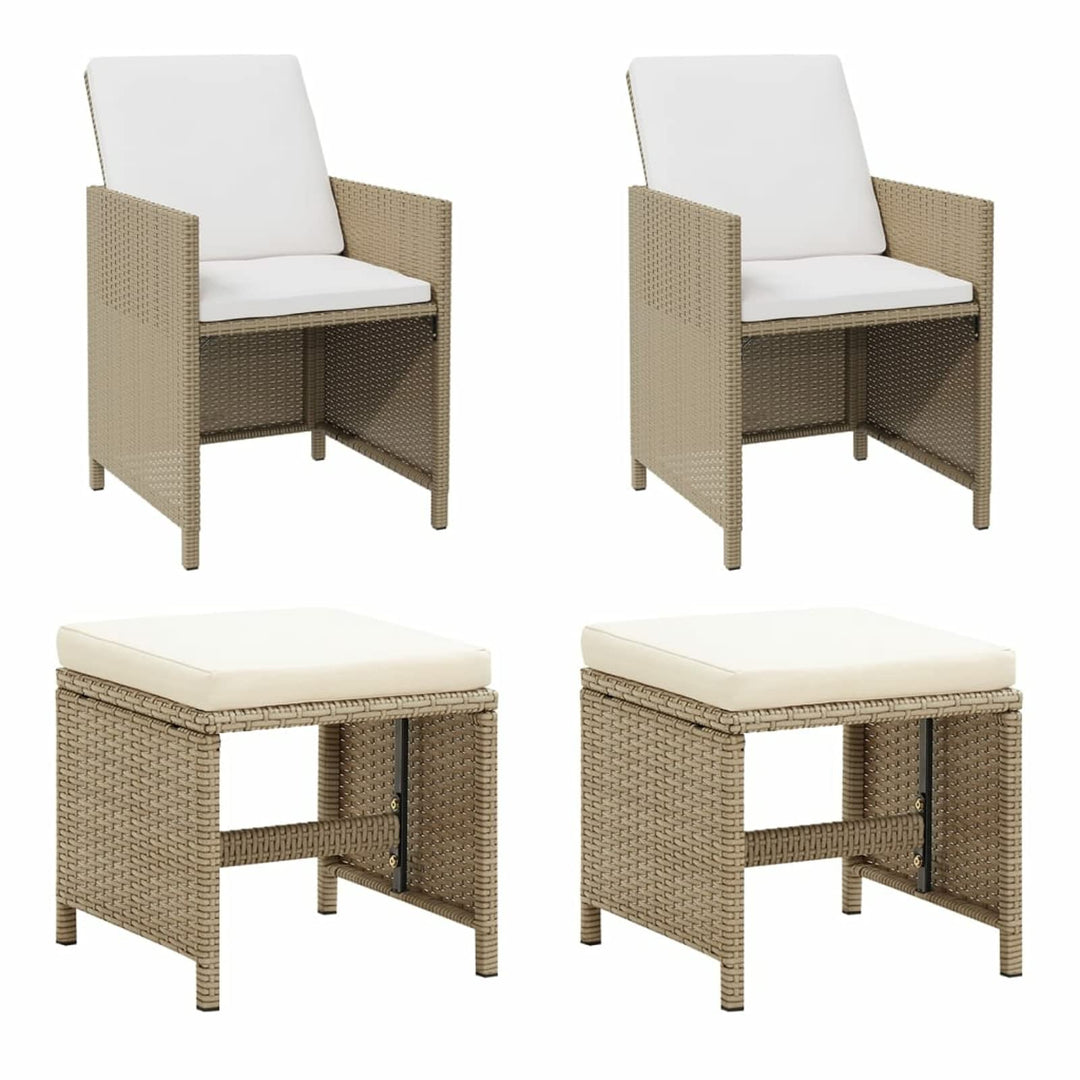 Tidyard 4-TLG. Gartenstuhl und Hocker Set Gartenstuhl Balkonstuhl Rattansessel Gartenmöbel Poly Ratt