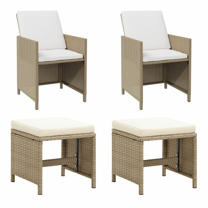 Tidyard 4-TLG. Gartenstuhl und Hocker Set Gartenstuhl Balkonstuhl Rattansessel Gartenmöbel Poly Ratt