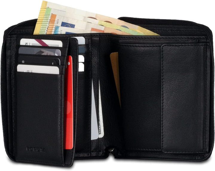 KORUTA® Geldbörse Damen Leder mit RFID Schutz I Portemonnaie Damen Gross mit Münzfach I Echtleder Ge