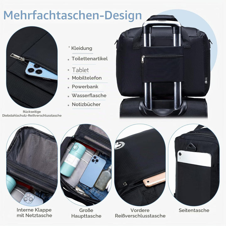 YOODI 40x30x20 Wizz Air Vueling Faltbare Reisetasche Handgepäck Flugzeug Wasserdicht Leicht 25L Hand