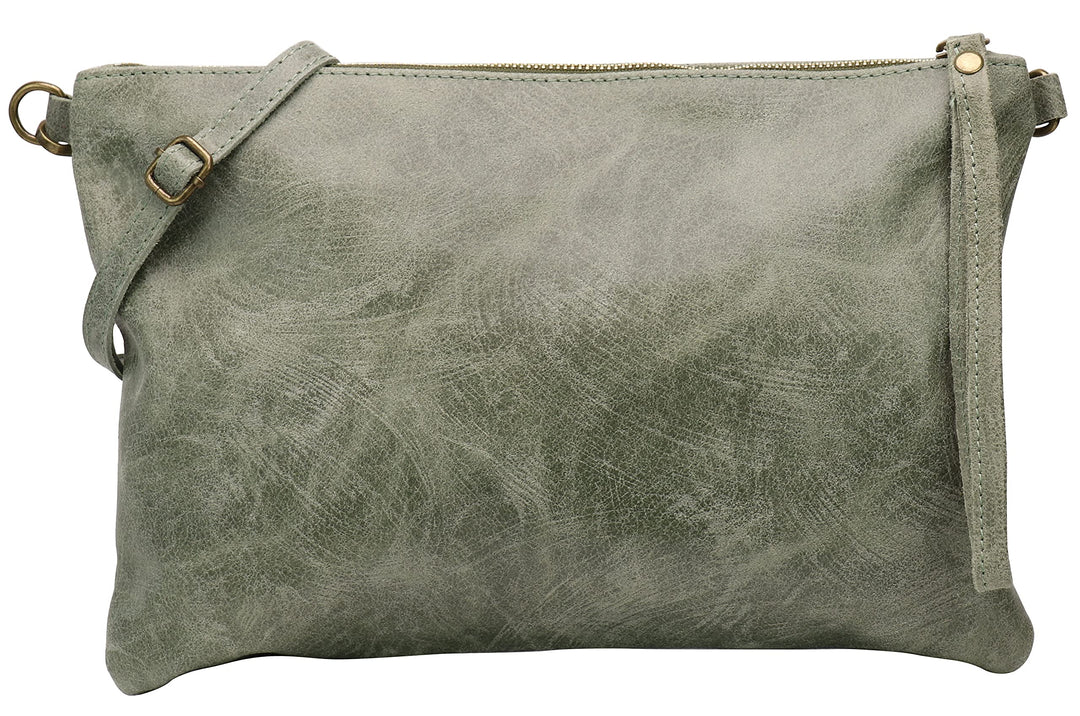 SH Leder Echtleder Umhängetasche Clutch im vintage look mittelgross Tasche Abendtasche 33x22cm Clara