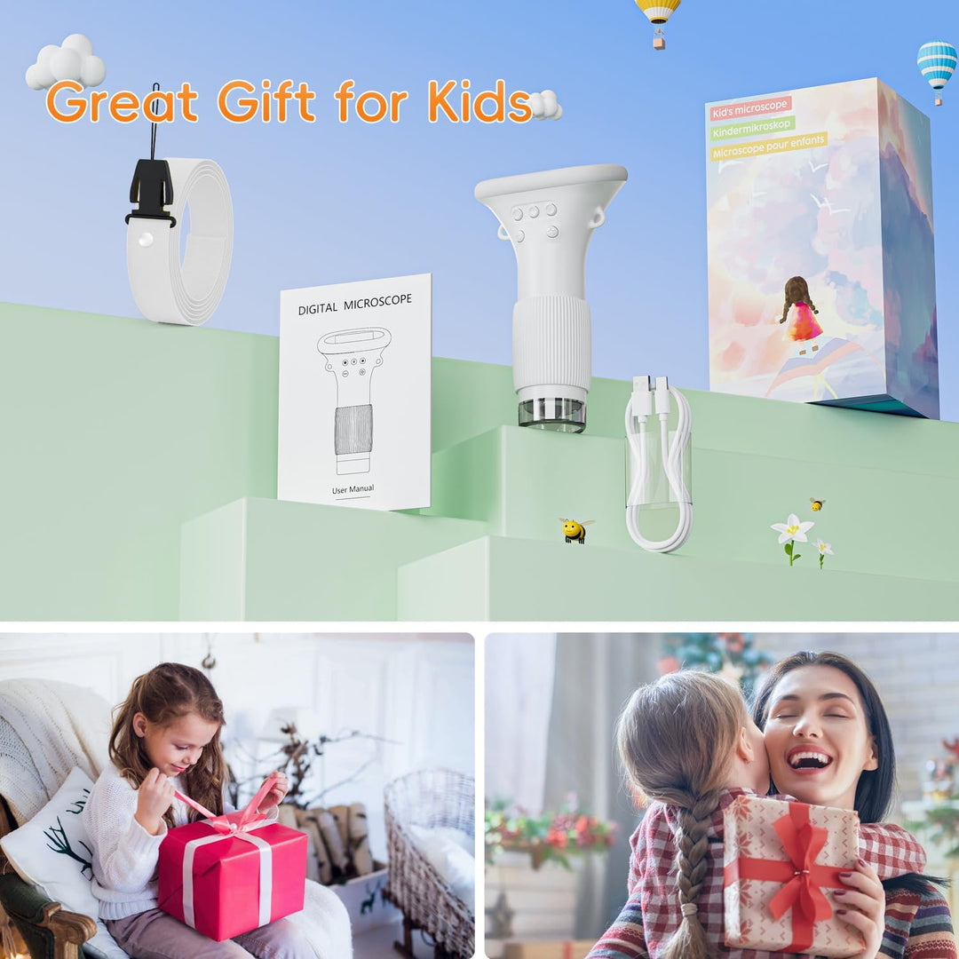 Digitales Mikroskop für Kinder, SGAINUL 1000x Zoom Mini-Mikroskopkamera für Kinder mit 2.0 Zoll Bild