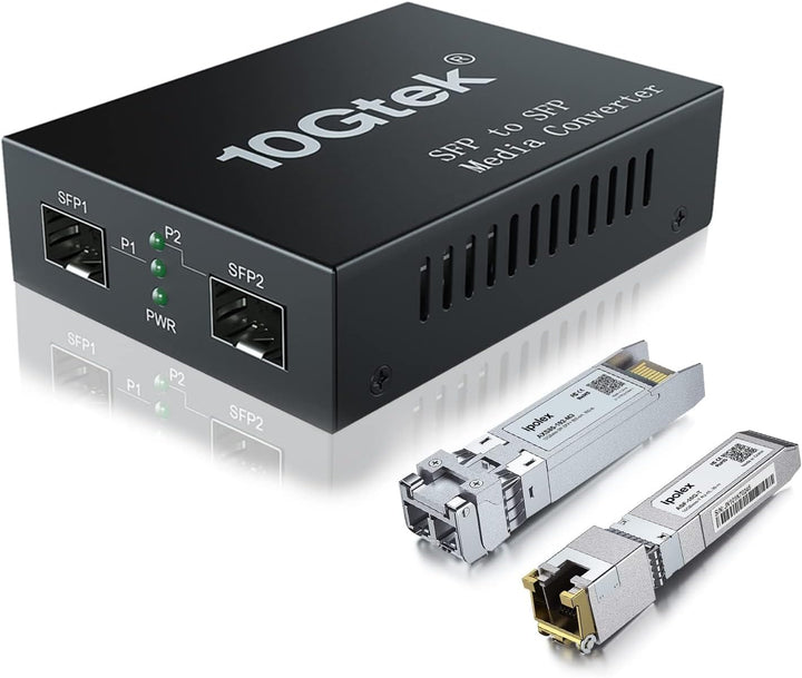 ipolex SFP+ Medienkonverter G0200-SFP (Kit #31), 10GBase-T Reichweite 30 Meter, SFP+ SR Modul, 300 m