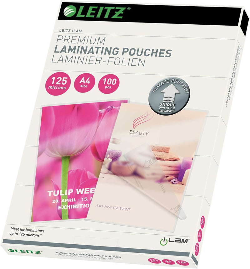 Leitz Laminiergerät, Metallic grau, A4, Home Office, iLam, WOW, 73680089 & Heisslaminierfolien, Glän