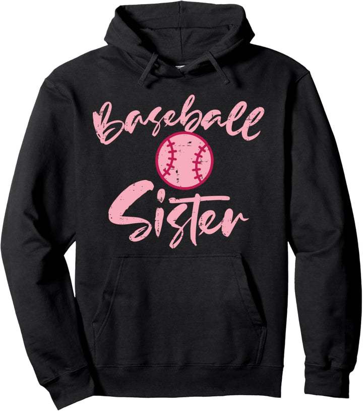 Pink Baseball Sister Cute Family Matching Sis Girls Women Pullover Hoodie