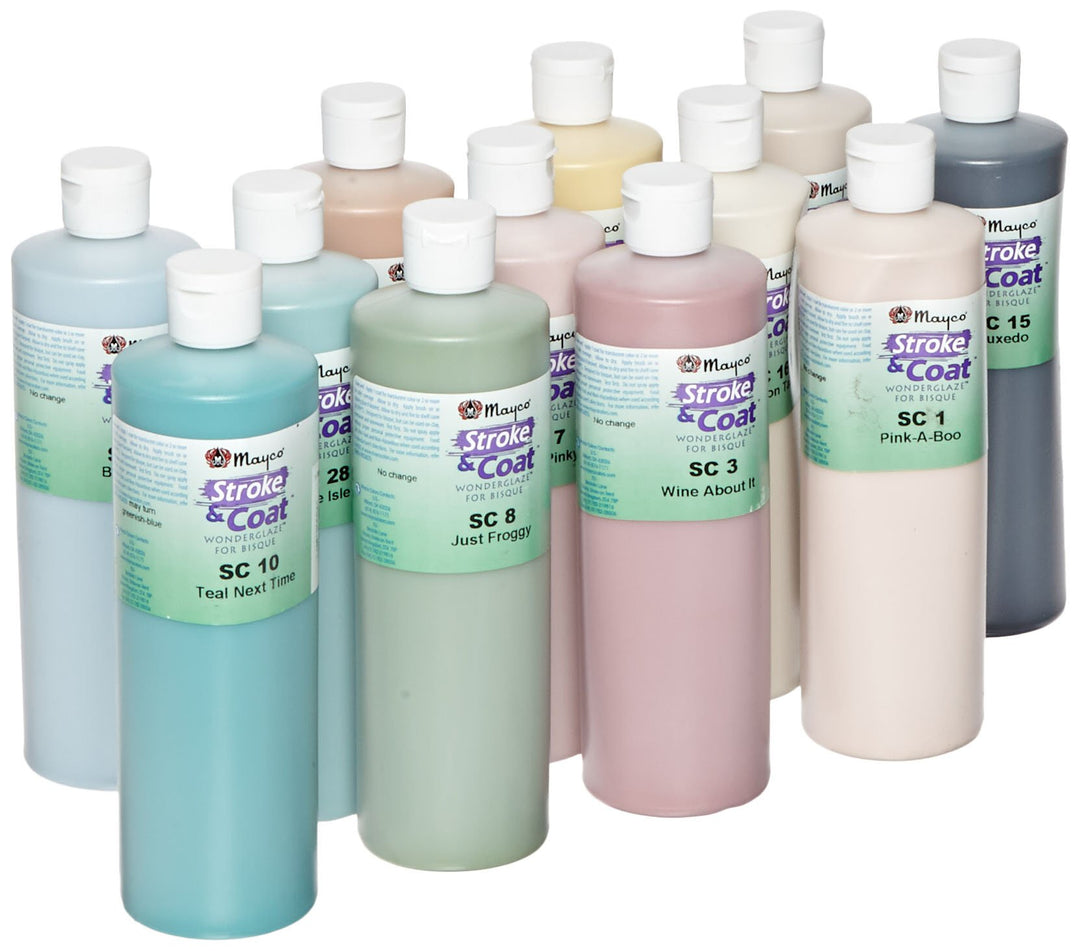 mayco Stroke und Coat wonderglaze für Bisque Set B – 1 Pint – Set von 12 – verschiedene Farben