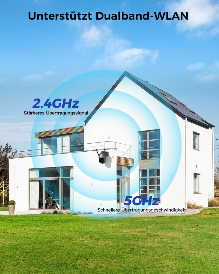 Ctronics 4K WLAN Überwachungskamera für den Aussenbereich, PTZ-Kamera mit 8MP Farbnachtsicht, 2,4/5G
