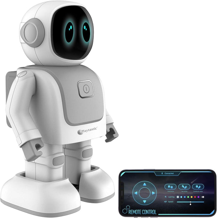 Playtastic Mini Roboter: App-programmierbarer Roboter, 130 Bewegungen, Bluetooth, Lautsprecher (Tanz