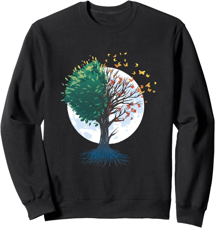 Baum des Lebens Schmetterlinge Mond Sweatshirt