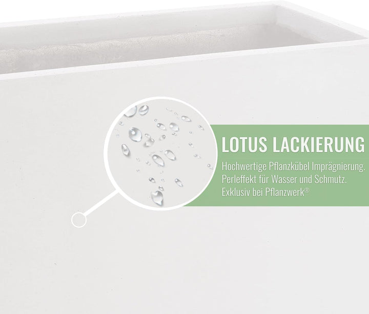 Pflanzwerk® Pflanzkübel Fiberglas Weiss Cube 30x34x34cm *Frostbeständige Blumenkübel* *Deutsche Prem