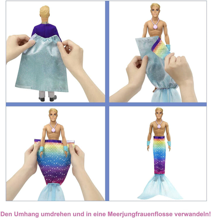Barbie GTF93 - Dreamtopia 2-in-1 Ken-Puppe (blond, ca. 30 cm) mit modischer Verwandlung von Prinz zu