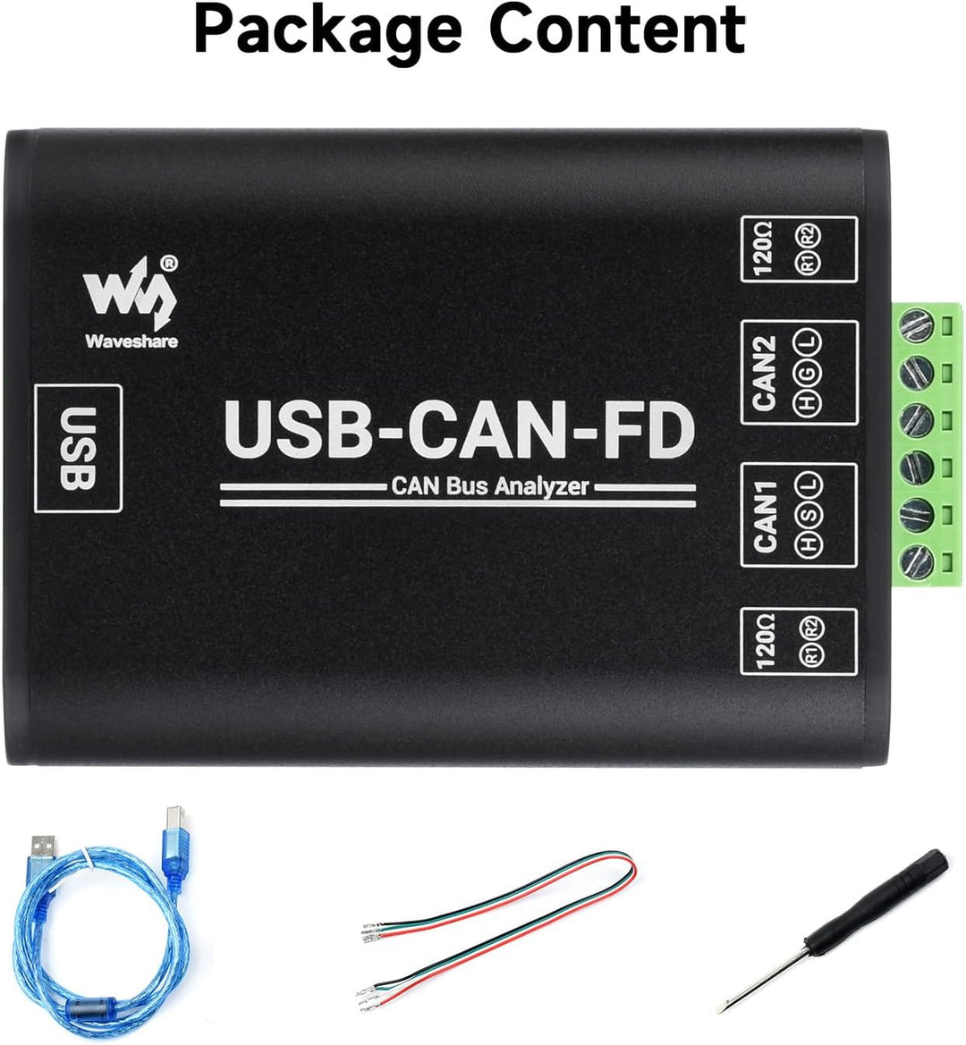 Waveshare Industrial Grade CAN/CAN FD Bus Data Analyzer, USB to CAN FD Adapter, CAN/CAN FD Bus Commu