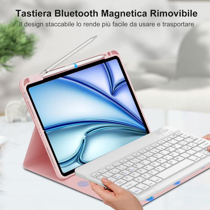 Tastatur für iPad Air 11 M3 2025/M2 2024, Italienische Tastatur, abnehmbare Bluetooth-Schutzhülle mi