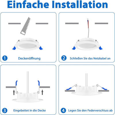 NAIZY LED Einbaustrahler 230V Ultra Flach Einbauleuchte 20er Set 5W Badleuchte Einbauspot Aluminium