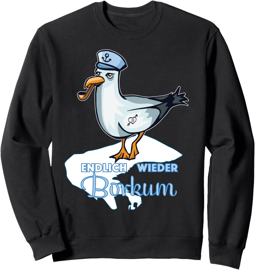 Endlich wieder Borkum Möwe ostfriesische Nordseeinsel Sommer Sweatshirt