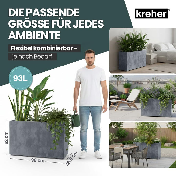 Kreher XL Pflanzkasten Millennium in verschiedenen Formaten und Farben. Tolle Naturstein Optik in Br
