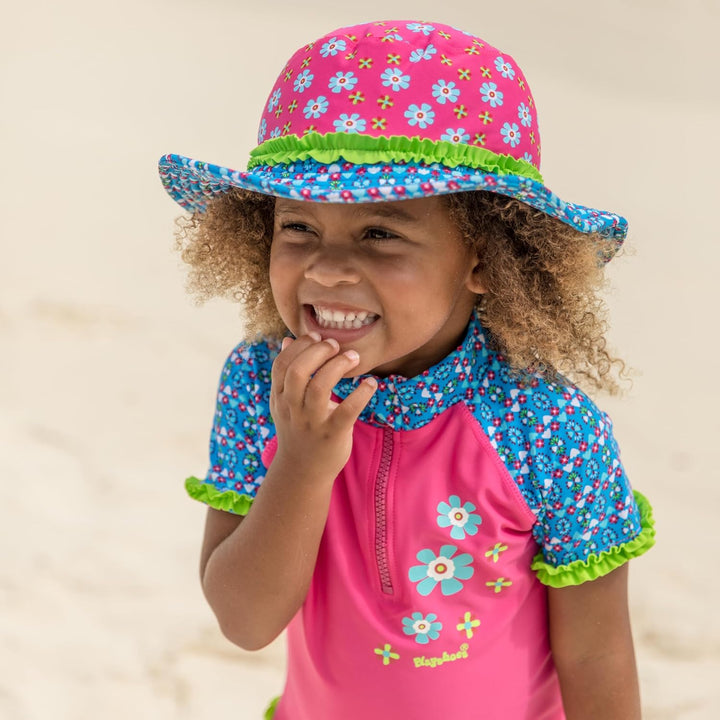Playshoes Mädchen Uv-schutz Sonnenhut Bademütze Kopfbedeckung 55 Blumen, 55 Blumen