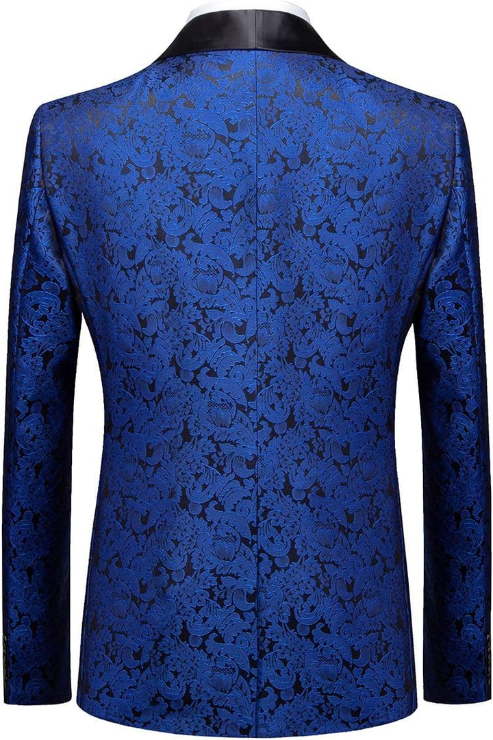 Sliktaa Anzug Herren 3-Teillig mit Schalkragen Muster Hochzeit Formell Business Smoking Jacke Weste