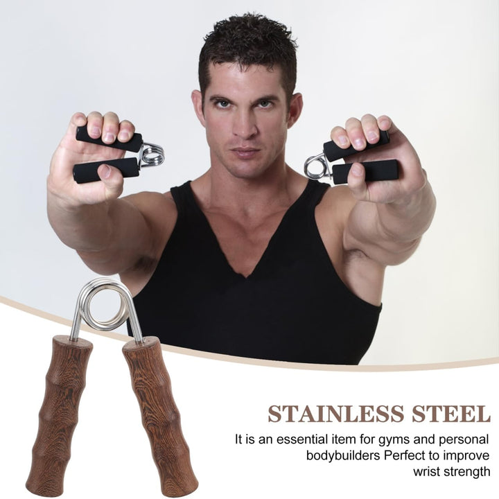BESTonZON 1Paar Handtrainer Mit Holzgriff Fingertrainer Und Handgelenkstrainer Für Kraftaufbau Und R