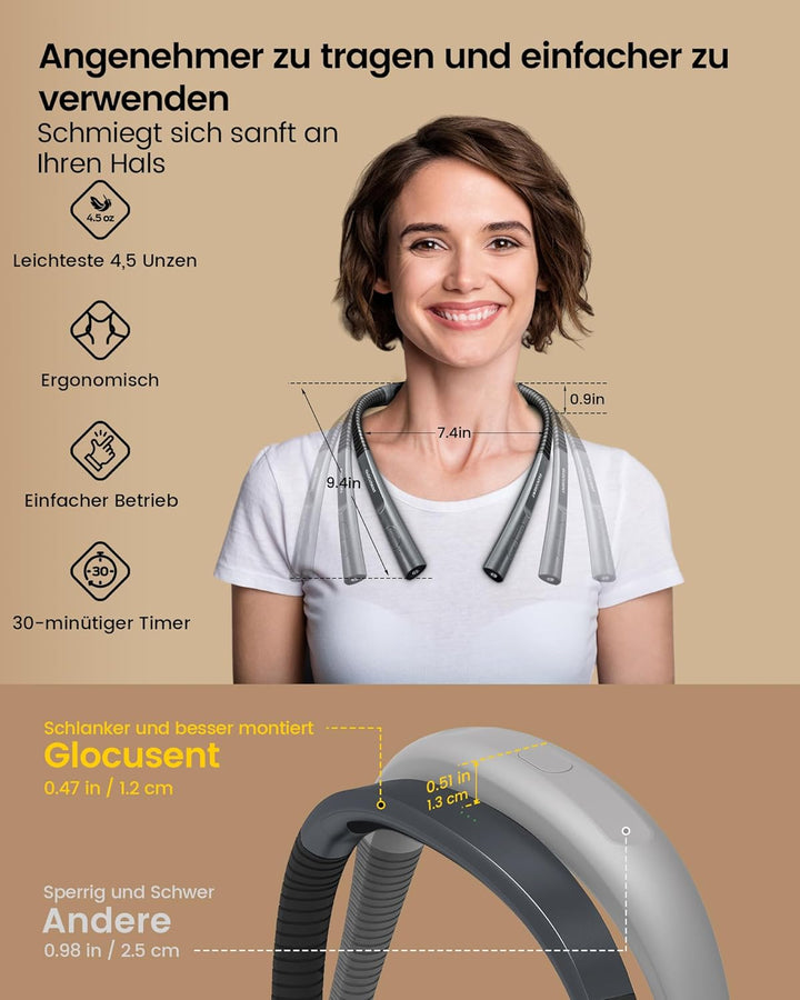 Glocusent Verbesserte Leselampe Hals mit 30-Min Timer, 3 Farben & 3 Helligkeiten & Leselampe Buch Kl