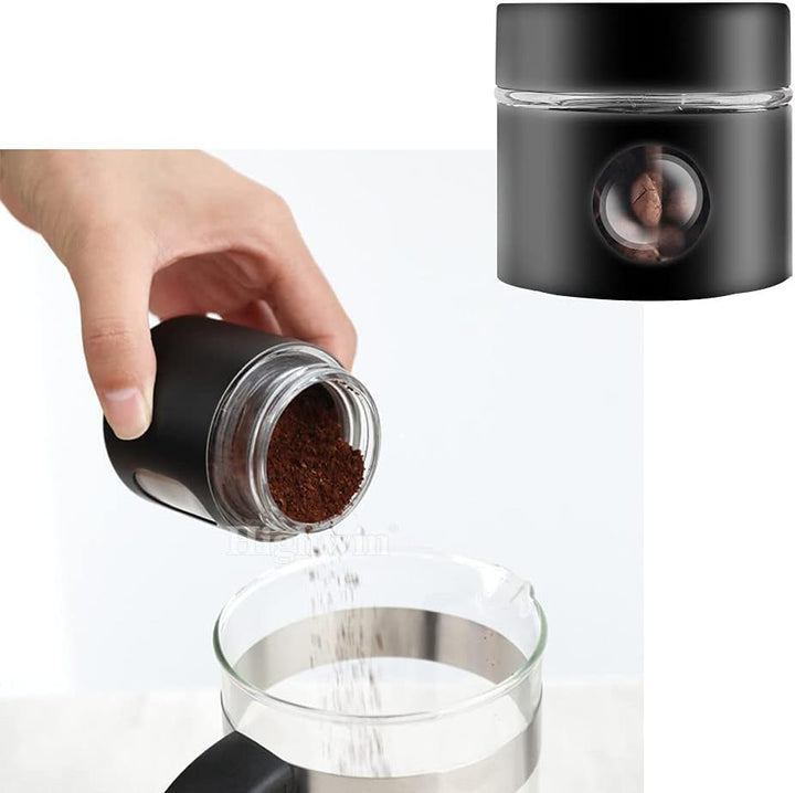 Kaffeedose, Reisedose, Mini-Frischhaltedose, luftdicht, Edelstahl und Glas, ideal für Kaffeebohnen u