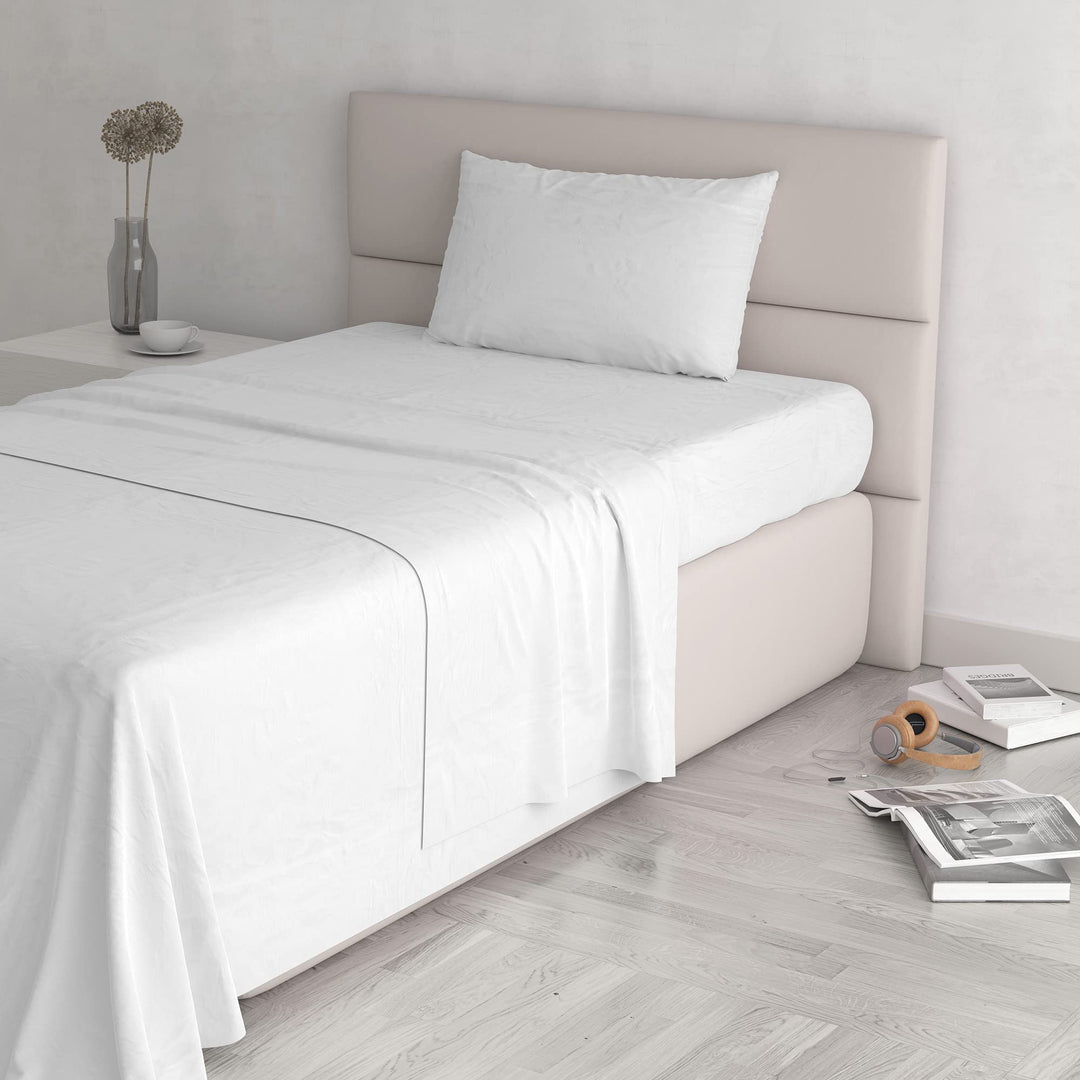 Italian Bed Linen “ Natural Color” Bettwäsche Set, Weiss/Weiss, Kleine Doppelte Weiss/Weiss Kleine D