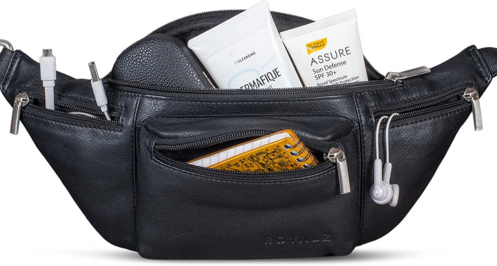 ROYALZ 'Laguna' Bauchtasche Leder Vintage Look Gürteltasche Unisex auch als Brusttasche Crossbody Ba