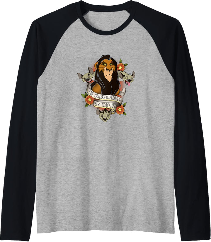 Disney The Lion King Scar With Hyenas Surrounded By Idiots Raglan
