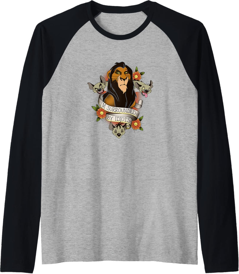 Disney The Lion King Scar With Hyenas Surrounded By Idiots Raglan