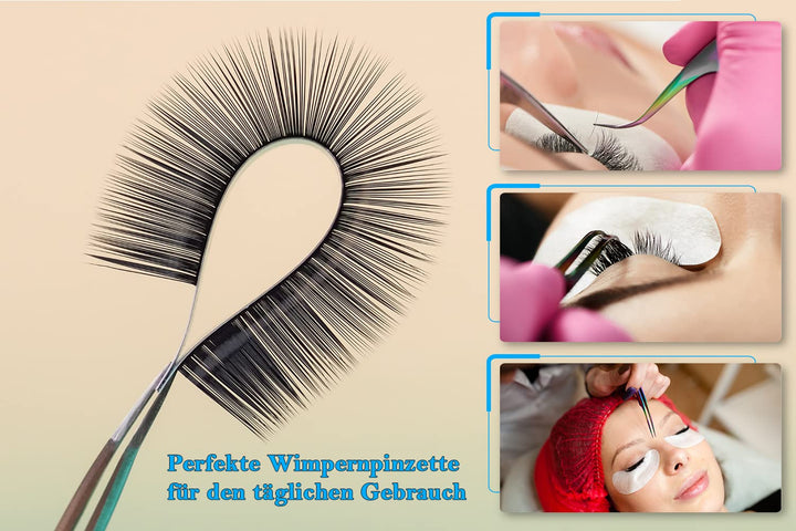 SMI 8 Stück Wimpern Pinzette Wimpernpinzette Wimpernverlängerung Pinzette Spitz Wimpernzange Gebogen