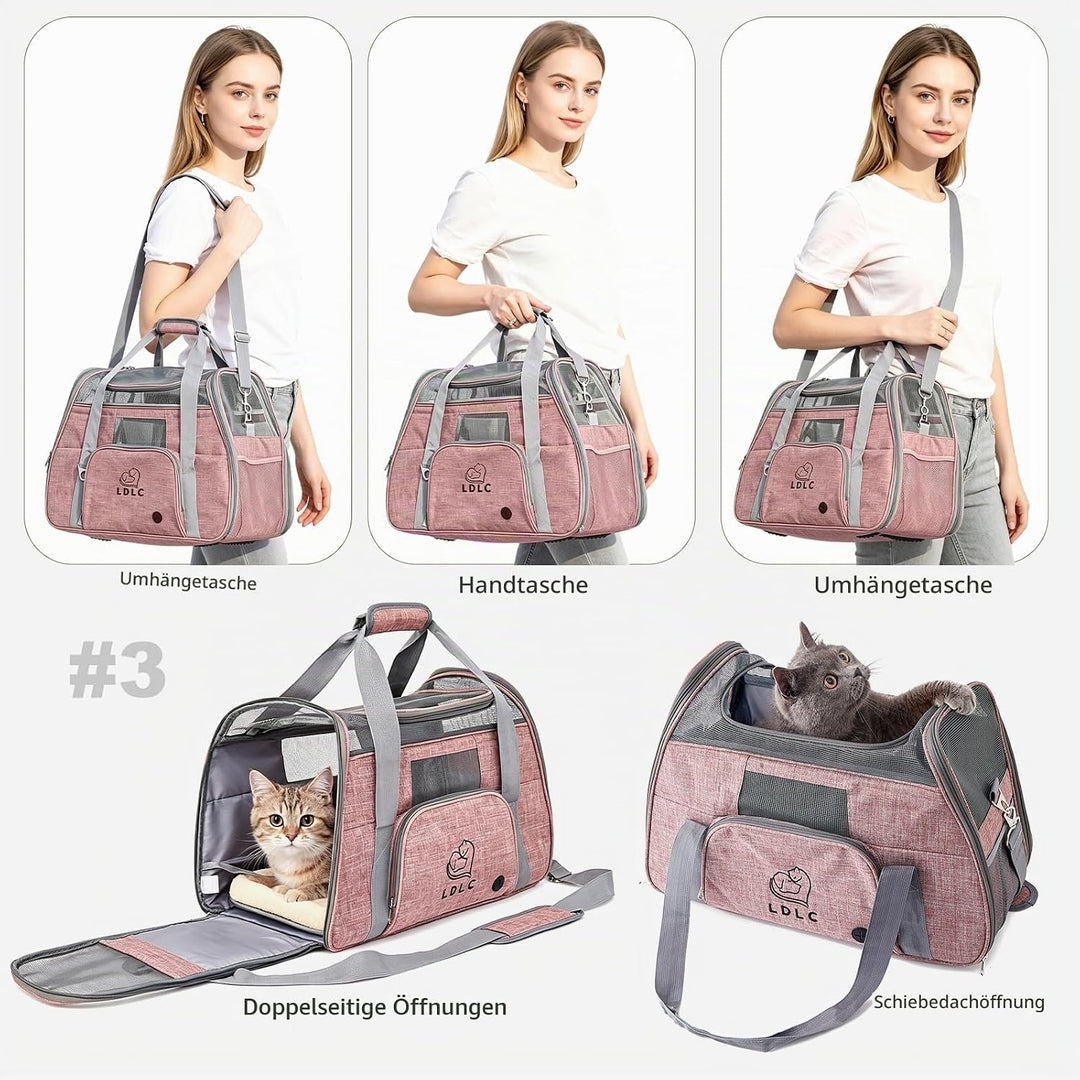PETCUTE Hundetransportbox,Atmungsaktive Katzen Tragetasche Katze transportbox Tragetaschen mit Weich