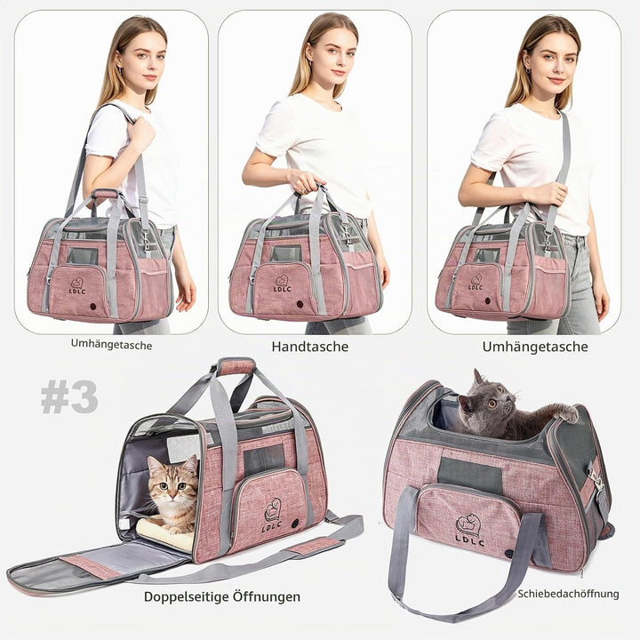PETCUTE Hundetransportbox,Atmungsaktive Katzen Tragetasche Katze transportbox Tragetaschen mit Weich