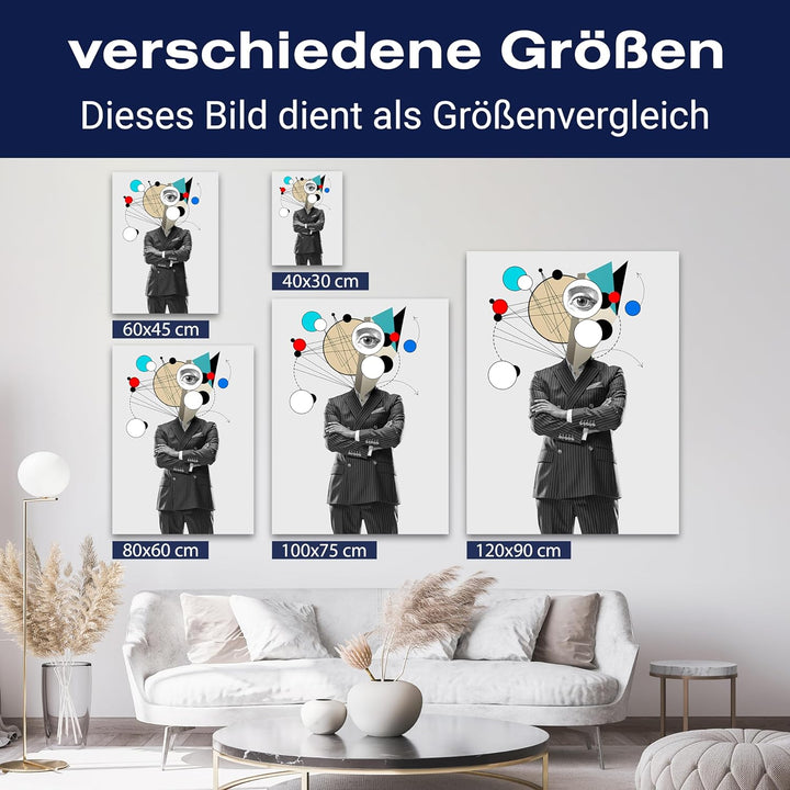 wandmotiv24 Leinwandbild Digital Art, 60x45cm, Hochformat, Anzug, Auge, Deko, Bilder auf Leinwand, W
