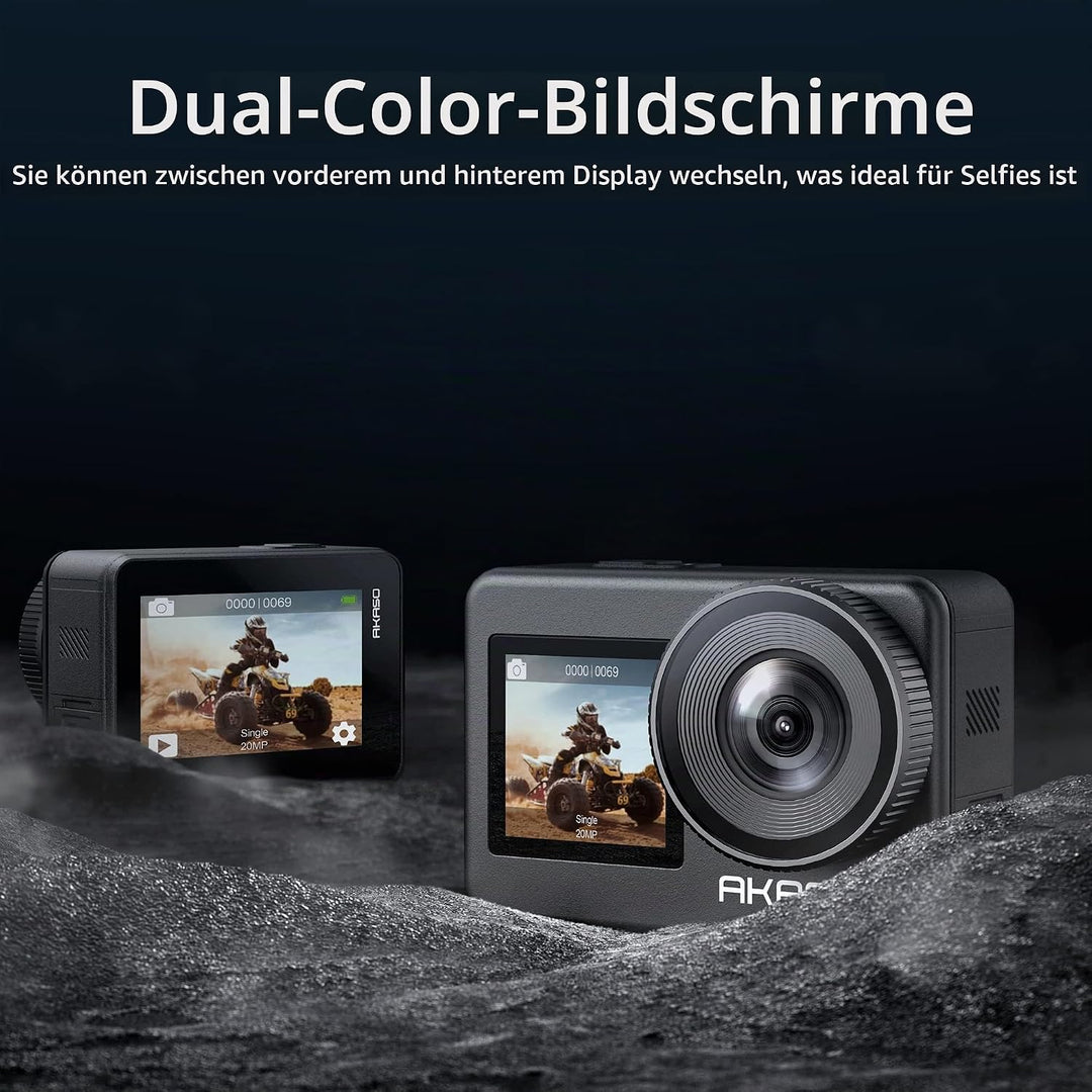 AKASO Brave 7 Action Cam 4K30FPS mit 256GB U3 microSDXC Speicherkarte 20MP WiFi Unterwasserkamera IP