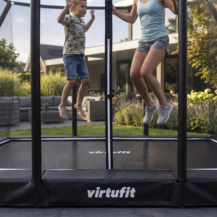 VirtuFit Premium Bodentrampolin mit Sicherheitsnetz - Schwarz - 213 x 305 cm