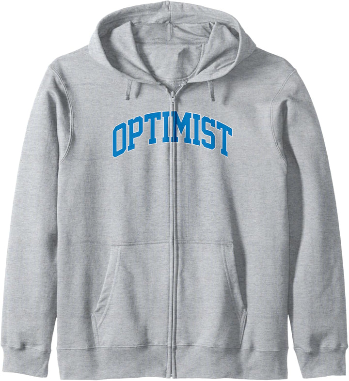 Optimist, Bold Blue Collegiate Text Kapuzenjacke