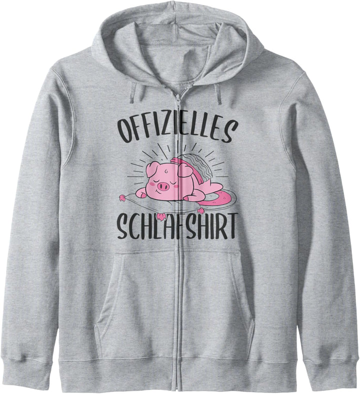 Offizielles Schlafshirt Schwein Schlafanzug Schweine Kapuzenjacke