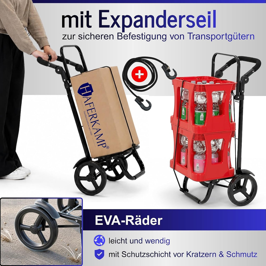 Klappbarer Einkaufstrolley TRAGINO 3-in1 Einkaufswagen, Schwarz Schwarz 65 Liter, Schwarz 65 Liter