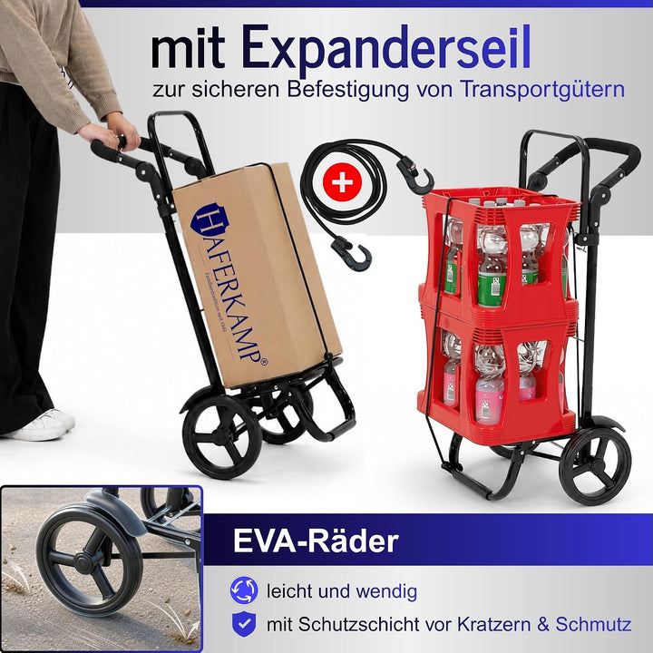 Klappbarer Einkaufstrolley TRAGINO 3-in1 Einkaufswagen, Schwarz Schwarz 65 Liter, Schwarz 65 Liter