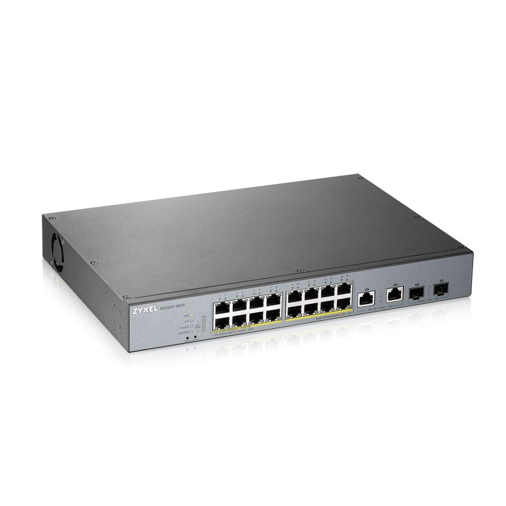 Zyxel Gigabit Smart-Managed PoE+ Switch mit 16 Ports, einem Budget von 250 W und zwei Gigabit-Combo-