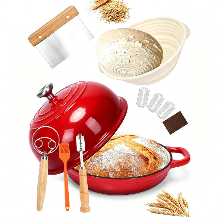 GFTIME Gusseisen Topf Brot Backen, Schmortopf Gusseisen Topf mit Deckel, Dutch Oven Brotbacktopf mit
