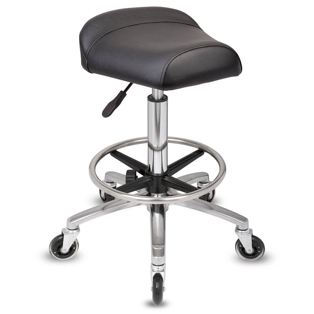 Staboos Rollhocker bis 160 kg - Sattelsitz und Fussstütze ergonomisch geformter Praxishocker (Premiu