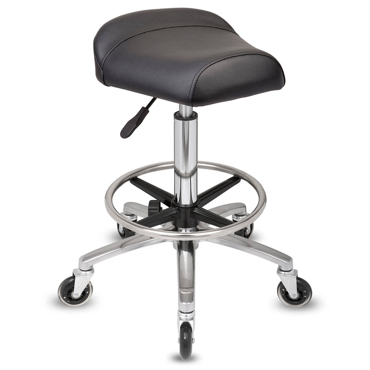 Staboos Rollhocker bis 160 kg - Sattelsitz und Fussstütze ergonomisch geformter Praxishocker (Premiu