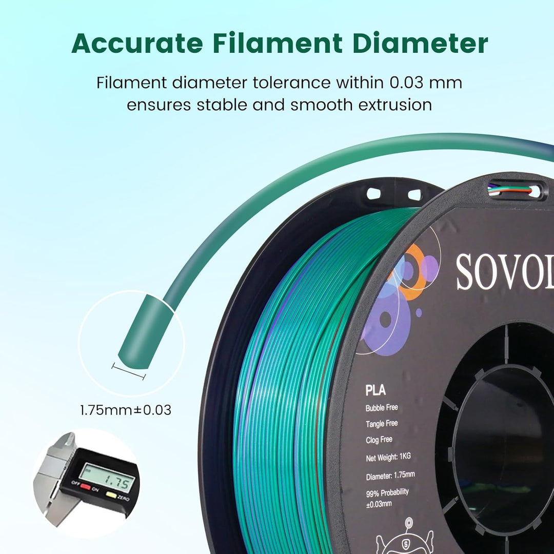 Sovol Tri Color Silk PLA Filament 1.75mm, 3D Drucker Silk Filament 1kg (2.2LBS), Seiden Bronze/Lila/