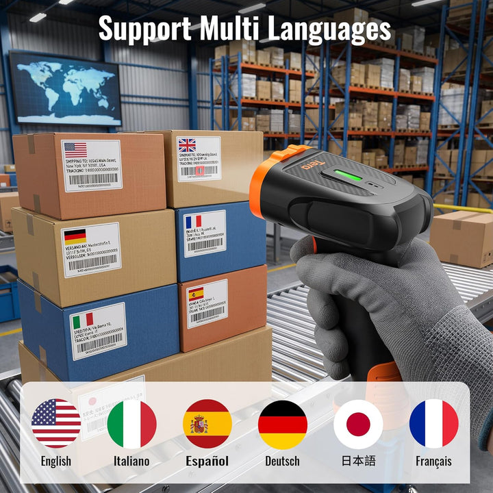 Tera 1D 2D QR Barcode Scanner Kabellos mit Bluetooth: 2200 mAh Lithium-Polymer Akku 2.4G Wireless &
