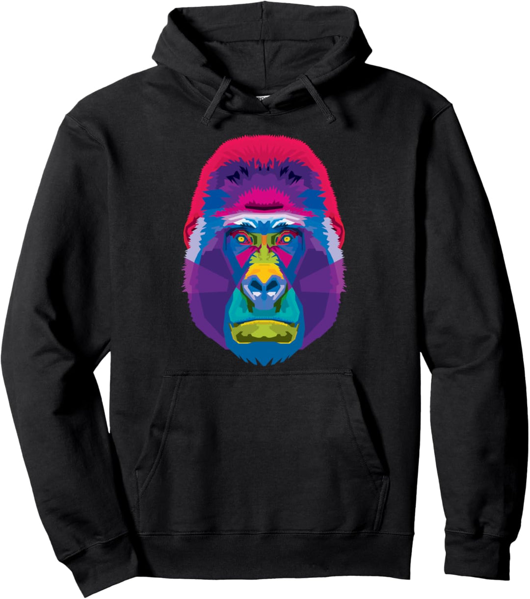 Bunter Gorilla Niedlich Geometrischer Affe Pop-Art-Stil Gesc Pullover Hoodie