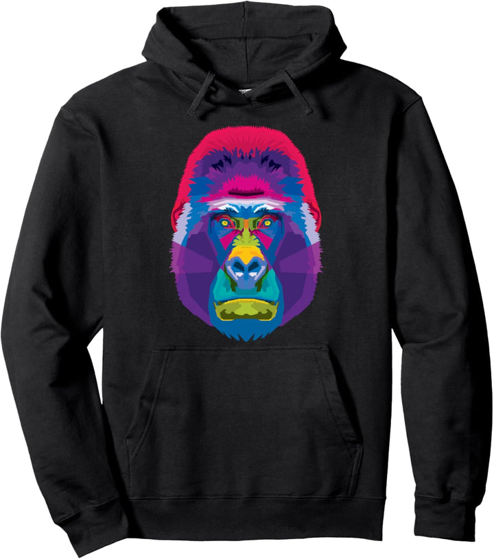 Bunter Gorilla Niedlich Geometrischer Affe Pop-Art-Stil Gesc Pullover Hoodie