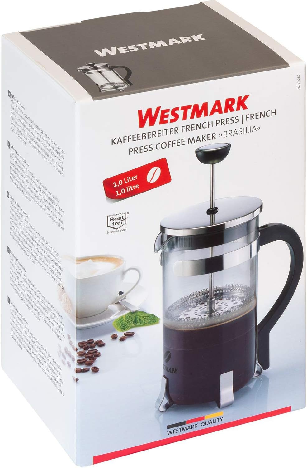 Westmark Kaffeebereiter French Press, 1000 ml, Brasilia, BPA-frei, Rostfreier Edelstahl, 24722260 10