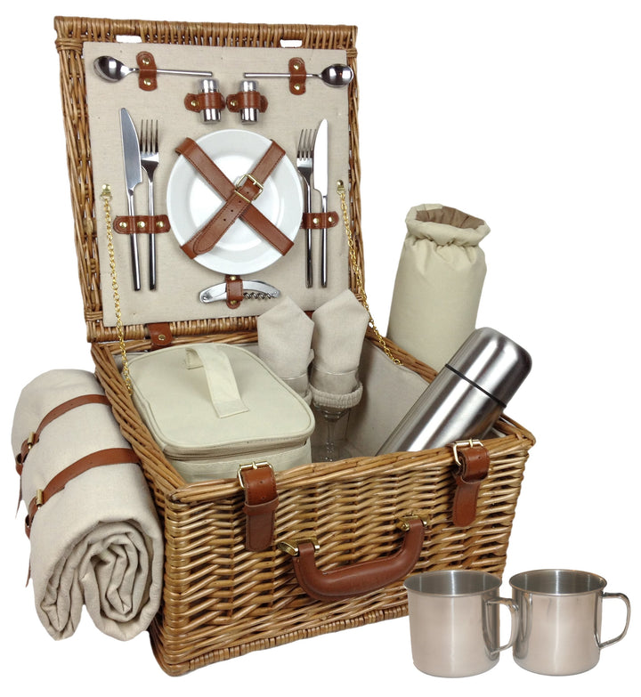 Red Hamper Unisex Deluxe Voll ausgestattete traditionelle Picknick-Korb, Braun, Medium / 2 Personen